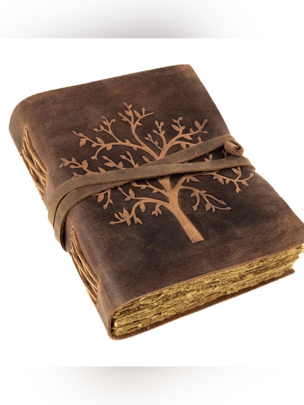 NWT 7x5 Handcrafted Leather Vintage Journal with Embossed Tree of Life Design